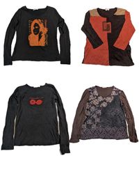 Y2K Women Mesh Printed Long Sleeve Tops (TR-1062)