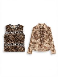(FV-2206)     Y2K Vintage Women’s Animal Print Top..