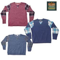 A/W Upcycled Sweatshirt With Flannel Patch Sleeve