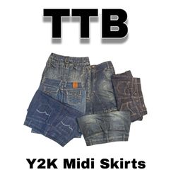 Y2K Denim Midi Skirts
