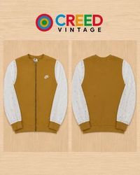 CR02236 Upcycled Nike Lace Sleeve Zip-Front Jacket..