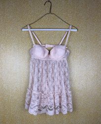 TH337 Sheer Lace Mesh Slip Mini Dress – Feminine S..