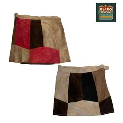 Upcycled patchwork mini Suede skirt