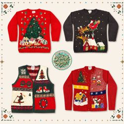 Vintage Heavy Knit Novelty Xmas Jumpers: 10pcs (CM..