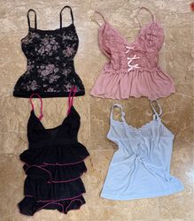 TH317 Y2K Mesh Top Sheer Layering Top Coquette Fai..