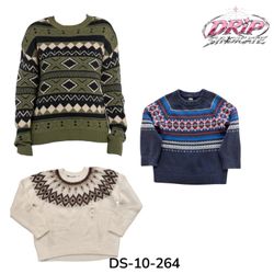 Patterned Knit Round Neck Sweaters (DS-10-264)