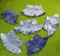 8122 - Upcycled Mini Denim Skirts