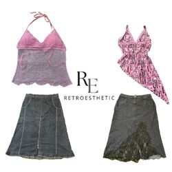 Y2K Fairycore Denim Skirt & Top Bundle RE-3688