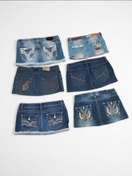 Rhinestone & Embroidered Denim Mini Skirts
(VM-135..