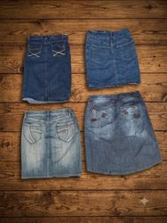 Vintage Y2K Knee-Length Denim Skirt Lot ..