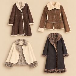 Y2k Faux Fur Trim Afghan Coats