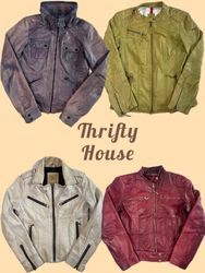 Y2K Zipped Biker Style Leather Jackets(TH/841)