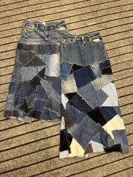 Upcycled Denim Patchwork Maxi Skirt