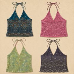 Y2k Upcycled Embellished Backless Tops