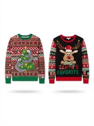 (fV-2726)     Vintage Christmas Ugly Sweater & Fes..