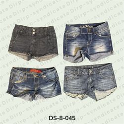 trendy denim micro mini shorts.