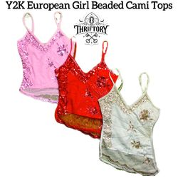 Y2K European Girls Beaded Cami Tops TY-161
