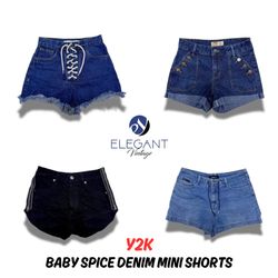 Y2K Baby Spice Denim  Mini Shorts - EV0275