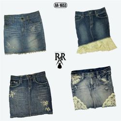Y2K It Girl Denim Mini Skirts with Lace Trim (AA-1..