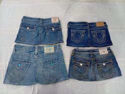 CR10683 Upcycled True Religion Mini Denim Skirts