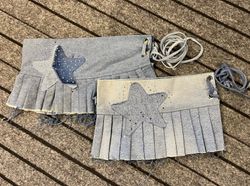 Upcycled Denim Embellished Micro Mini Skirt
