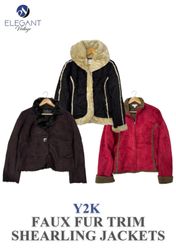 Y2K Faux Fur Trim Shearling Jackets - EV0091