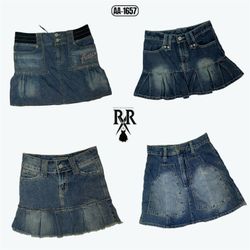 Y2K Deep Blue Denim Mini Skirts (AA-1657)