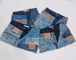 CR2179 UPCYCLED LEVI’S PATCHWORK DENIM MINI SKIRT