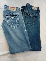 CR12089 VINTAGE TRUE RELIGION FLARE & STRAIGHT JEA..
