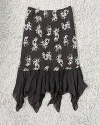CN*1002*Y2K Vintage Floral Poly Skirt Dreamy Fairy..