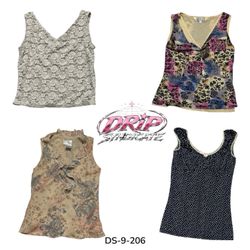 Vintage Y2K Poly Blouse Trendy Retro Style (DS-9-2..