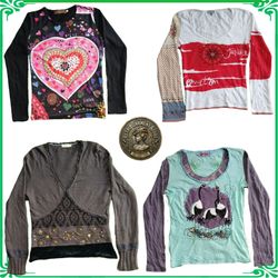 ✨ Women's Y2K Printed Blouses & Long Sleeve Tops B..