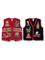 (FV-2816) Vintage Christmas Sweater & Vest Mix Bun..