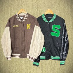 Vintage Baseball Wool and leather Jackets(FNC:14)