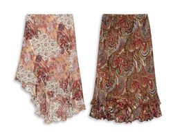 (FV-2578) Paisley & Grunge Print Long Skirts Bundl..