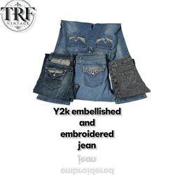 #158 Y2K embroidery and embellished jeans
