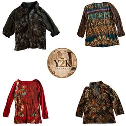 y2k Printed Long Sleeve Tops