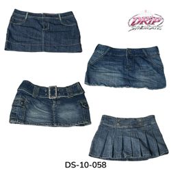 Washed Blue Y2K Denim Mini Skirt (DS-10-058)