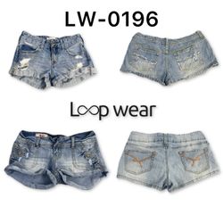 Y2K Cuffed & Whiskered Low-Rise Jean Shorts