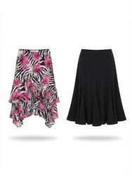 (FV-2251)     Y2K Black & Floral Skirts – Grunge C..