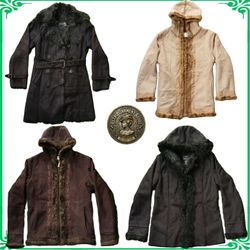 Y2K Vintage Boho Afghan Coat Bundle Faux Fur Trimm..