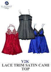 Y2K Lace Trim Satin Baby Doll - EV0082
