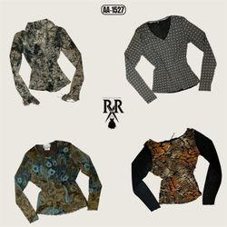 Y2K Boho Earthy Tone Full Sleeve Mesh Mix Tops (AA..