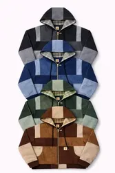 CR1060 Upcycled Patchwork Denim Hooded Zip Jacket