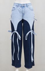 CR2262 UPCYCLED TWO-TONE BOW DENIM JEANS
