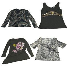 Y2K Dark Floral & Micro-Print Tops Mix