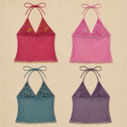 Upcycled Backless-Draped Halter Fairy Tops