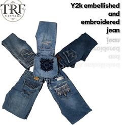 Y2k embroidered and embellished jeans #175