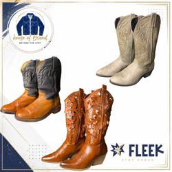 Retro leather Cowboy boots
