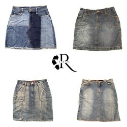 Jupe midi en denim unique Y2K RW-2543